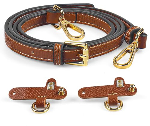 GoBene Correa Para Longchamp Mini,Bandolera Para Bolso Mujer, Correa De Piel Ajustable 108-124 Cm, Ancho 1,2 Cm No Perforación Con 2 Adaptadores Para Correas De Hombro