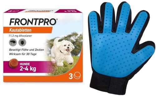 Frontpro 11 mg für Hunde 2-4 kg 3 Kautabletten + gratis Fellhandschuh