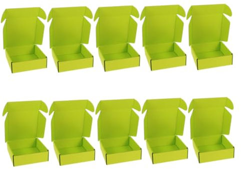 DIYEAH Wellpappkartons Versandkartons 10 Stück Doppelseitig Grün Faltbare Verpackungsboxen 15 X 15 X 5cm für Kleine Unternehmen Lagerung Online Shopping