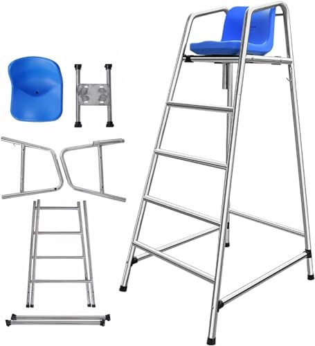 AviiSo Escalera para Piscina Acero Silla salvavidas de playa para piscinas de cubierta para socorristas/árbitros, Equipos de salvamento Acero inoxidable, Taburete de escalera de árbitro, Carga 660 lib