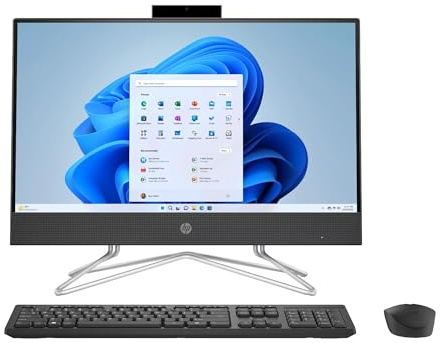 HP 21.5 FHD All-in-One PC, Intel Pentium Silver J5040, Intel UHD Graphics 605, 8GB RAM, 128GB SSD, 720p HD Camera, Wi-Fi and Bluetooth, Black, Windows 11 Home in S Mode (Model: 22-dd0153w)