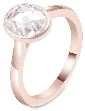 Epinki Echte Goldschmuck, 9K Rose Gold Ringe, Solitär Eheringe mit Oval 2ct Moissanit, Au750 Rosegold Trauringe Hochzeitsring Verlobungsring Gr.52 (16.6)