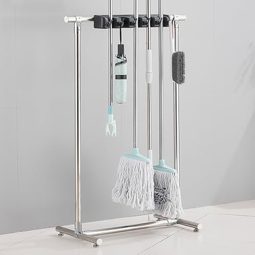 Wischmopp- und Besenhalter – robuster multifunktionaler Reinigungswagen-Organizer aus Metall, für Garten, Garage, Krankenhäuser, Hotels