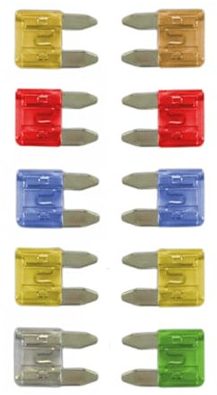 Tek Automotive Mini Blade Fuse Assortment 10 Pack - Car Fuse Set, Automotive Fuses, Blade Fuses Kit for Cars, Motorcycles, Caravans