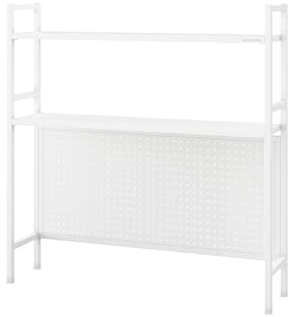 Jan Nowak Bokhylla för skrivbordet – Jenny | Skrivbordshylla metall med 2 hyllor, hålplatta | Topphylla perfekt för kontor och små rum | 95 x 98 x 22 cm | Vit