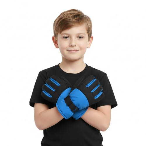 A2Z 4 Kids Pojkar Skidåkning Snowboard Vinterhandskar Vindtäta Utomhussporter - Gloves 970 Blue 6-7