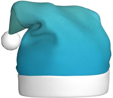Kuilepa Weihnachtsmütze mit türkisfarbenem Aufdruck, Weihnachtsmannmütze, Weihnachtsmütze für Erwachsene, verdickte Weihnachtsmannmützen für Weihnachten, Neujahr, Urlaub, Partyzubehör
