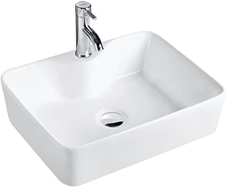 Rectangle Cloakroom Basin Modern Bathroom Sink Countertop Large Hand Washing Bowl Cloakroom Vanity Surface Mounted Ceramic 480 × 375 × 130mm