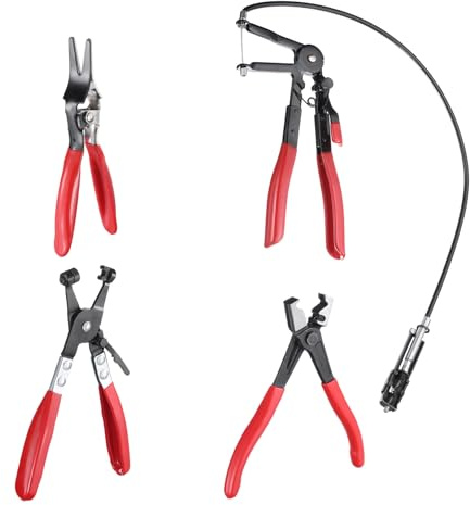 sourcing map 4pcs Hose Clamp Pliers Spring Clips Include Different Hose Clamp Tools for Fuel and Coolant Lines Vehicles Automotive Coolant Radiator Heater Water Hose