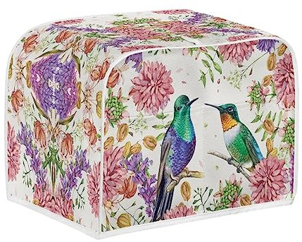 Kolibris und Blumen Toaster-Abdeckung für 4 Scheiben Toaster, Schutz für Brotbackmaschine, Fingerabdruckschutz, Küche, kleine Geräte, Ofen-Staubschutz
