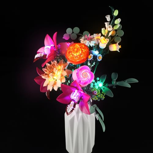 YEABRICKS LED Light for 10342 The Botanical Collection Pretty Pink Flower Bouquet Building Blocks Model (Building Set NOT Included)