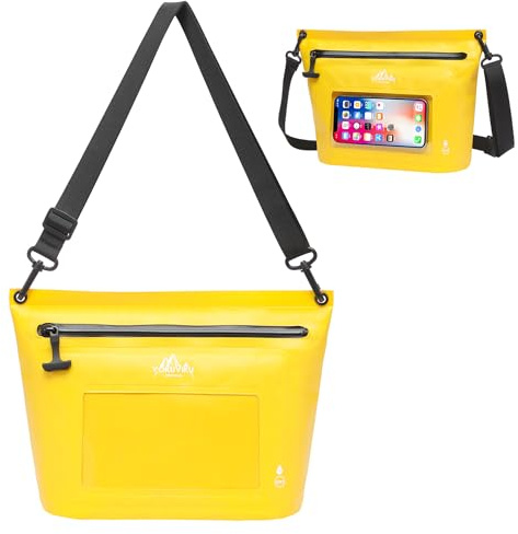VOKUVIKU wasserdichte Tasche, sup Tasche wasserdicht klein, wasserdichte Handyhülle IPX7 mit Touch-Handyfenster, Wassersport Strand Schwimmen Boot Fahren usw, Gelb