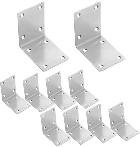 Wopanxye 10pcs Right Angle Brackets for Wood, 50x70x70mm, 90 Degree Corner Bracket, Heavy Duty Galvanized Steel Sheet L Brace Connector Joint for DIY Furniture Fixation Fixing Table Shelf Chair Desk