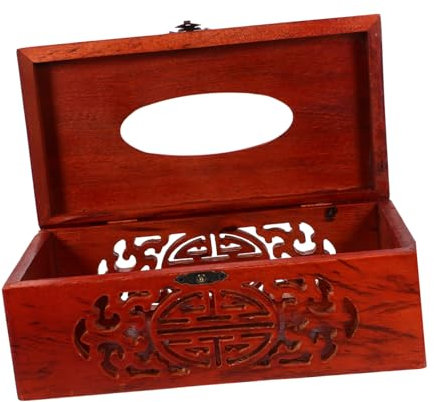 Gatuida Holz-Box Taschentuchhalter Mit Großem Fassungsvermögen Rechteckiger Roter Holz-papierbox Deckel Vielseitiger Badezimmer Napkin Holder Für Büro Zuhause Und Öffentliche Räume