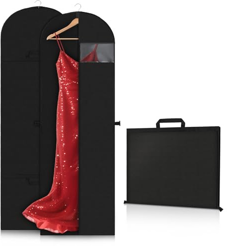 Klädpåse, 180 × 60 cm fällbart klädfodral, klädskydd med dragkedja, dammsäker klädskyddsväska, klädväska för brudklänningar, danskostymer, aftonklänningar (2 st)
