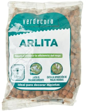 verdecora Arcilla Expandida (Arlita) | Bolas de Arcilla para Drenaje y Cultivo Hidropónico – Mejora la Aireación y Evita el Encharcamiento (1 Litro)