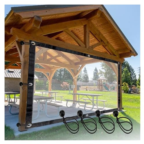 Transparente Outdoor-Planen-Vorhänge, klare Pergola-Seitenteile mit Ösen, wasserdichte Kunststoffabdeckung für Terrassenüberdachung und Außenbereich (2 x 7 m)
