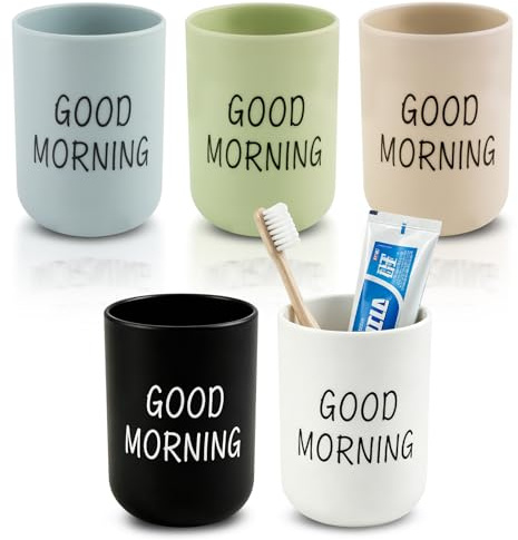 MAIJIAJU 5 Pcs Toothbrush Tumbler, Multi Color Bathroom Mouthwash Cup