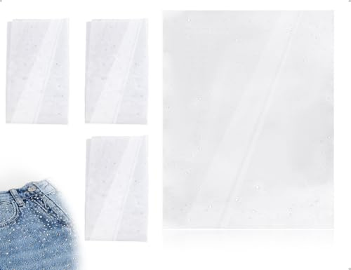 Emezddo 3 Bögen Strass Aufbügeln,Glitzer Applikation Patches,Strass Aufkleber,Transfer Patches,verwendet für Damen Herren Kleidung DIY Basteln(Weiß,Flache Runde)