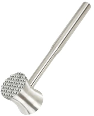 Batticarne in acciaio inox 304, 0,4 kg, 2 in 1, per manzo, bistecca, pollo, agnello, lavabile in lavastoviglie (1 pezzo)