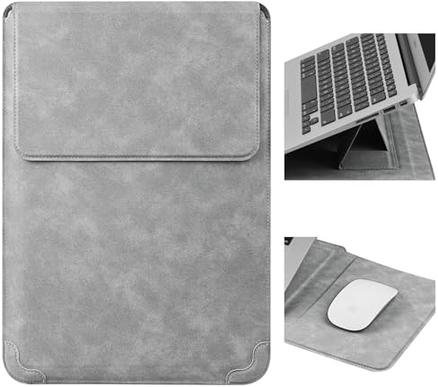 HoYiXi 13,3'' Laptophülle mit Standfunktion,Kompatibel mit 13 MacBook Neo 2026/MacBook Air/Pro 13 (M4/M3/M2/M1), Surface Pro 8 2021, iPad Pro 12,9'', 13–13,3 Zoll Laptophülle für Dell Acer,Hellgrau