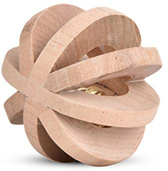 Smandy Kauspielzeug für Hunde und Katzen mit Glocke, Holzglocke mit rollender Kugel für Haustiere Haustierballspielzeug mit Glocke Geeignet für Haustiere und Katzen Stundenlange Unterhaltung