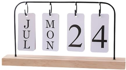 RNXRZANK Tischkalender Aus Holz, Deko, Foto Requisite, Holzkalender für Den Schreibtisch, Schwarz