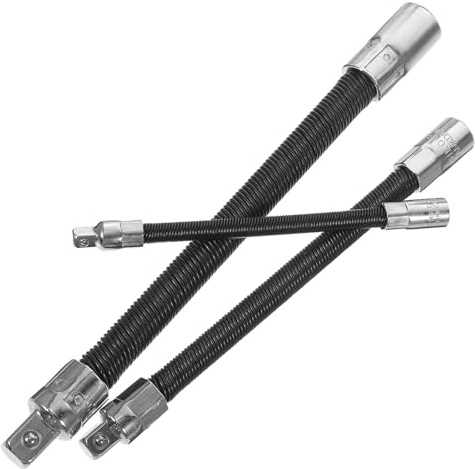 Alipis Industrial-Grade Flexible Wrench Extender Bar Set 3 Pieces (1/4, 3/8, 1/2) with Elastic Shaft Extension for and Ratchet Wrench Use
