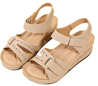 Générique Femme Sandale Orthopédique été Mules de Marche Femmes Confortable Orthopédiques Bout Ouvert Chaussures Compensées Antidérapantes Respirantes Sandales Bride à la cheville Plateforme