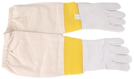 YGBWAOV Guantes de Apicultura Herramientas de Apicultura Amarilla Dorada Corta Guantes Transpirables Herramientas de Protección de Abejas