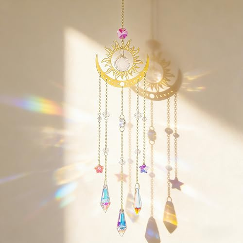 TranRantic Crystal Suncatcher for Windows, Hanging Rainbow Prism Sun Catcher, Living Room Window Decor, Gift for Women Girls