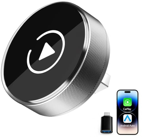 2026 Adaptador CarPlay & Android Auto Inalámbrico, Adaptador 2 en 1 para iPhone y Android, WiFi 2,4/5GHz con Conexión Automática, Plug & Play Estable y Sin Latencia, Diseño Premium de Aluminio
