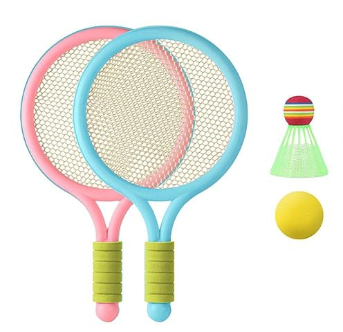 Striegro barn tennisracket set plast småbarn badmintonracket med badmintonboll tennisboll..