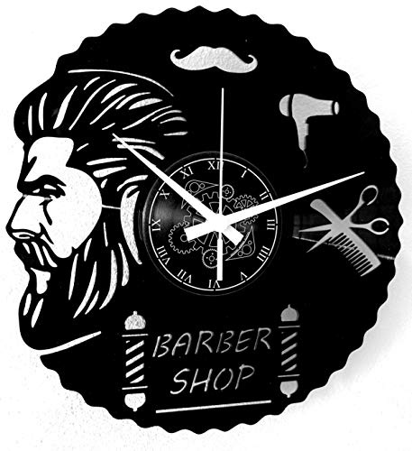 Instant Karma Clocks | Orologio da Parete in Vinile Barber Shop con Barbiere e Attrezzi | Arredo Decorativo per Saloni Uomo Parrucchieri | Regalo Originale per Professionisti e Collezionisti