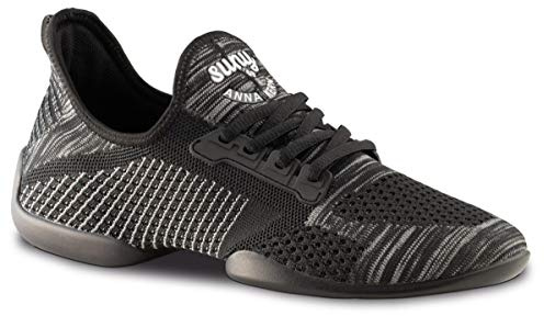 Anna Kern dam dans-sneakers 110 Pureflex – textil svart/grå/vit – 1 cm – delad sula, Svart grå vit, 38 2/3 EU