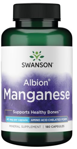 Swanson Albion Chelated Manganese Glycinate 40 Milligrams 180 Capsules