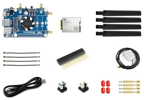 Waveshare SIM8262E-M2 5G HAT Compatible with Raspberry Pi Quad Antennas 5G NSA, Multi-Band, 5G/4G/3G Compatible Without Case