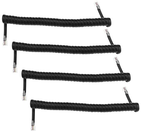 ECSiNG 4pcs Cordon Remplacement Téléphone Combiné Câble PVC 1.5 Mètres Noir Compatible avec une Large Gamme de Téléphones