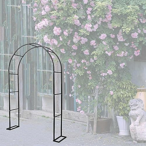 MISKYN Arche De Jardin en Fer Forgé Largeur du Passage120cm 140Cm 180Cm 240Cm 300Cm 350Cm Arceau À Rosiers Tonnelle pour Mariage Vigne Support De Plantes,Noir,W1.4M*H2.3M