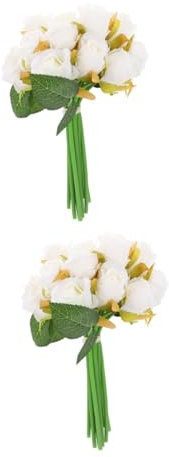 Amosfun 2St Blumen halten Blumenstrauß für die Hochzeit Rosen-Brautstrauß Dekor künstlicher Blumenstrauß imitierter Rosenstrauß kleine Rose Requisiten künstliche Blumen