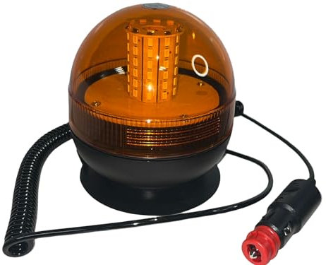 Rotativo Luz LED Estroboscópica Impermeble 12V - 24V | Faro Rotativo magnético 60 LED SMD Luz de Emergencia Homologado ECE R10 EMC, 3 Modos de Iluminación - Flash de Rotación 360º, Pirulo Tractor