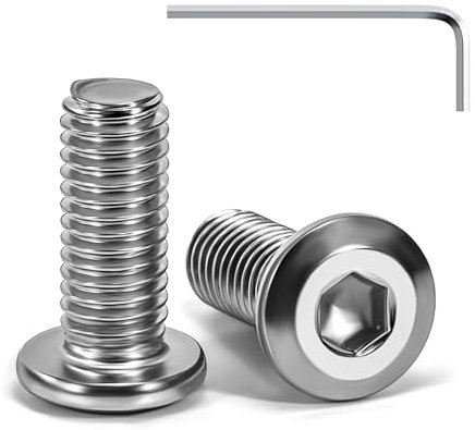 Tunejoy Viti a Testa Piatta M8 x 16 mm Vite a Testa Esagonale Bulloni in Acciaio Inox A2 V2A Bulloni per Mobili con Chiavi a Esagono Filettatura Completa 20 Pezzi
