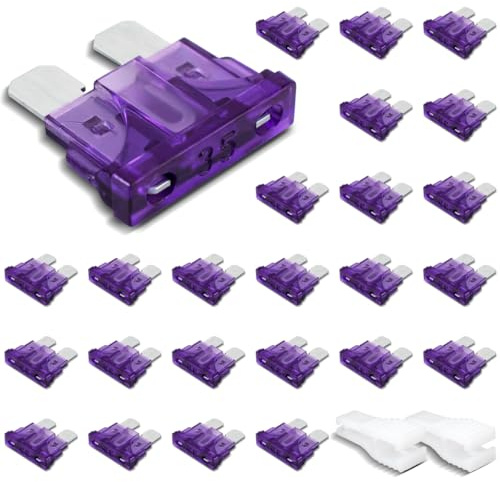 Innfeeltech 25 pièces de fusibles auto standard, fusible plat 35A avec 2 clips en plastique pour voiture, camion et moto