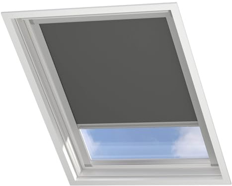 Radeco® Dachfenster verdunkelungsrollo für Velux MK04 dunkelgrau mit Führungsschiene, Rollo für dachfenster, velux dachfenster Rollo, verdunklungsrollo für velux.