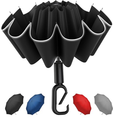 Copulan Windproof Compact Travel Umbrella,Large Strong but Light Portable and Automatic Folding Rain Umbrella, small inverted for travel size