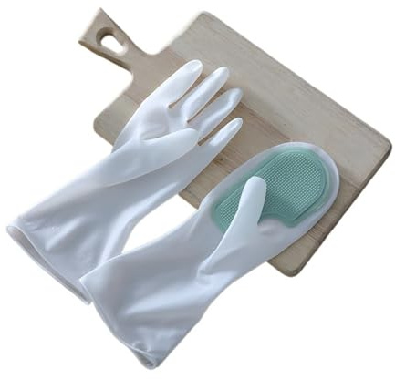 NihaoWXM Gants De Nettoyage Gants de Vaisselle en Silicone, Gants en Caoutchouc réutilisables, Outils de Nettoyage de Cuisine à Domicile, Vaisselle, Salle de Bain, Voiture(Green)