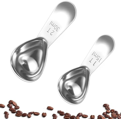 Coffee Table Spoon Measuring Scoop: 2 Pcs Stainless Steel Tablespoon Measuring Spoon | Scoop with Short Handle for Ground Coffee Beans Powder Espresso