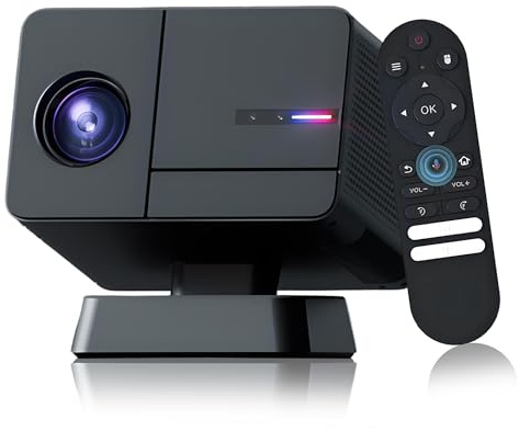 P50 projecteur Portable 4k bluetooth wifi, projecteur LED avec 400 ANSI Compatible avec plusieurs appareils, projecteur de film extérieur et support d’écran mise au point automatique (black)
