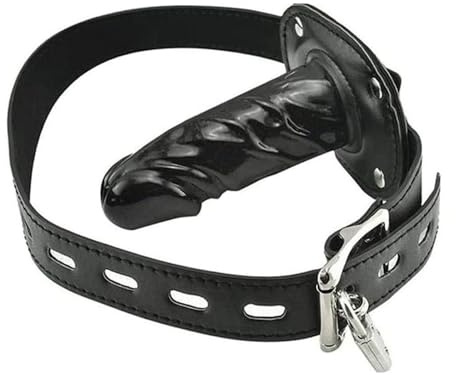 BFLaiCai Consolador Mordaza Bondage Con Cerradura Fetiche Bondage Mordaza Bucal SM Pene Mordaza Consolador Mordaza Mordaza Con Correa De Cuero Ajustable Grande 10cm Mordaza Extrema Para Mujeres