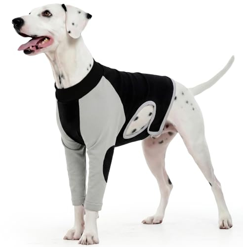 Kuoser OP Body Hund Vorderbein, Hundebody mit Ellbogenschutz, Schwarz XL | Op Body Hund für Hündin Rüde mit Beinen, verhindert Lecken & Beißen nach Op, Recovery Suit ermöglicht freie Bewegung